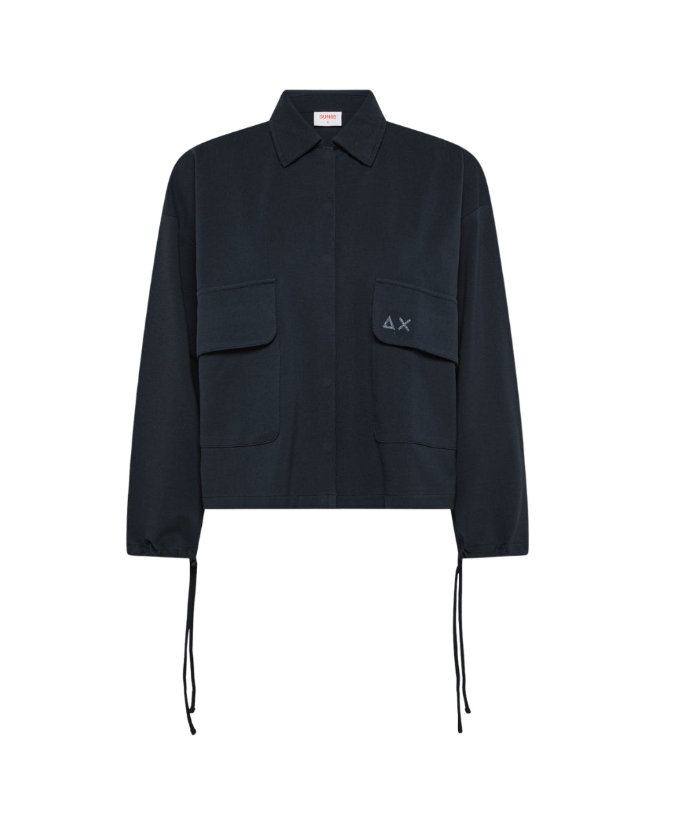 Sun68 Giacca in Piquet con Logo in Strass F36207 Blu Navy