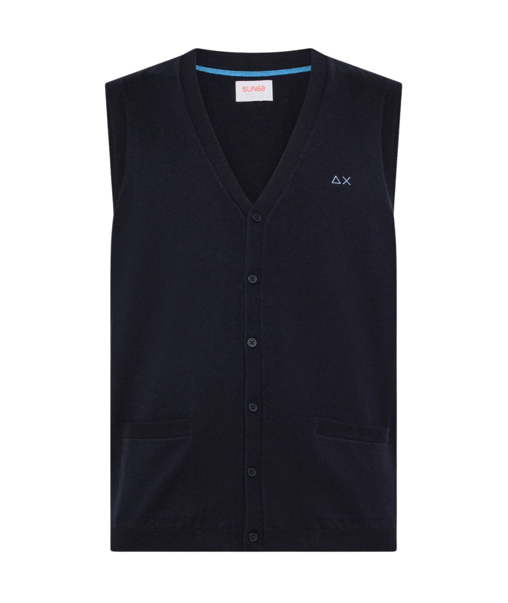Sun68 Gilet Scollo a V K45104 Blu Navy 