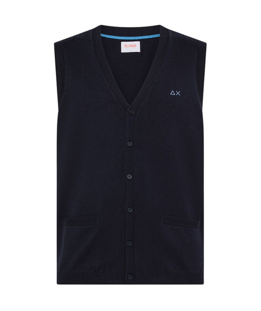 Sun68 Gilet Scollo a V K45104 Blu Navy 