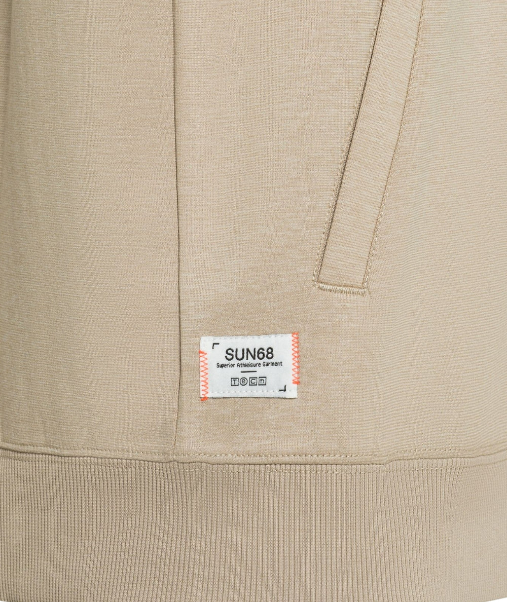 Sun68 Gilet Smanicato a Collo Alto in Felpa di Cotone F36134 Beige