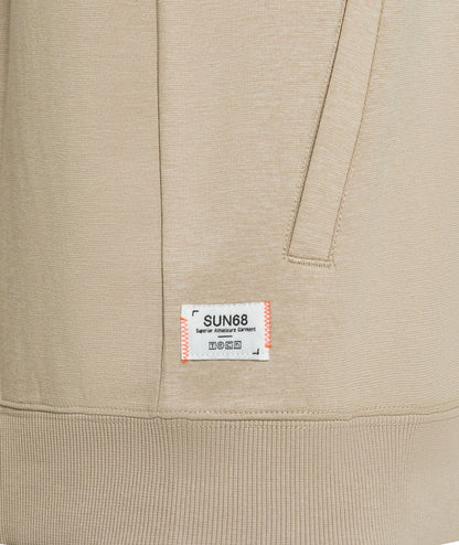 Sun68 Gilet Smanicato a Collo Alto in Felpa di Cotone F36134 Beige