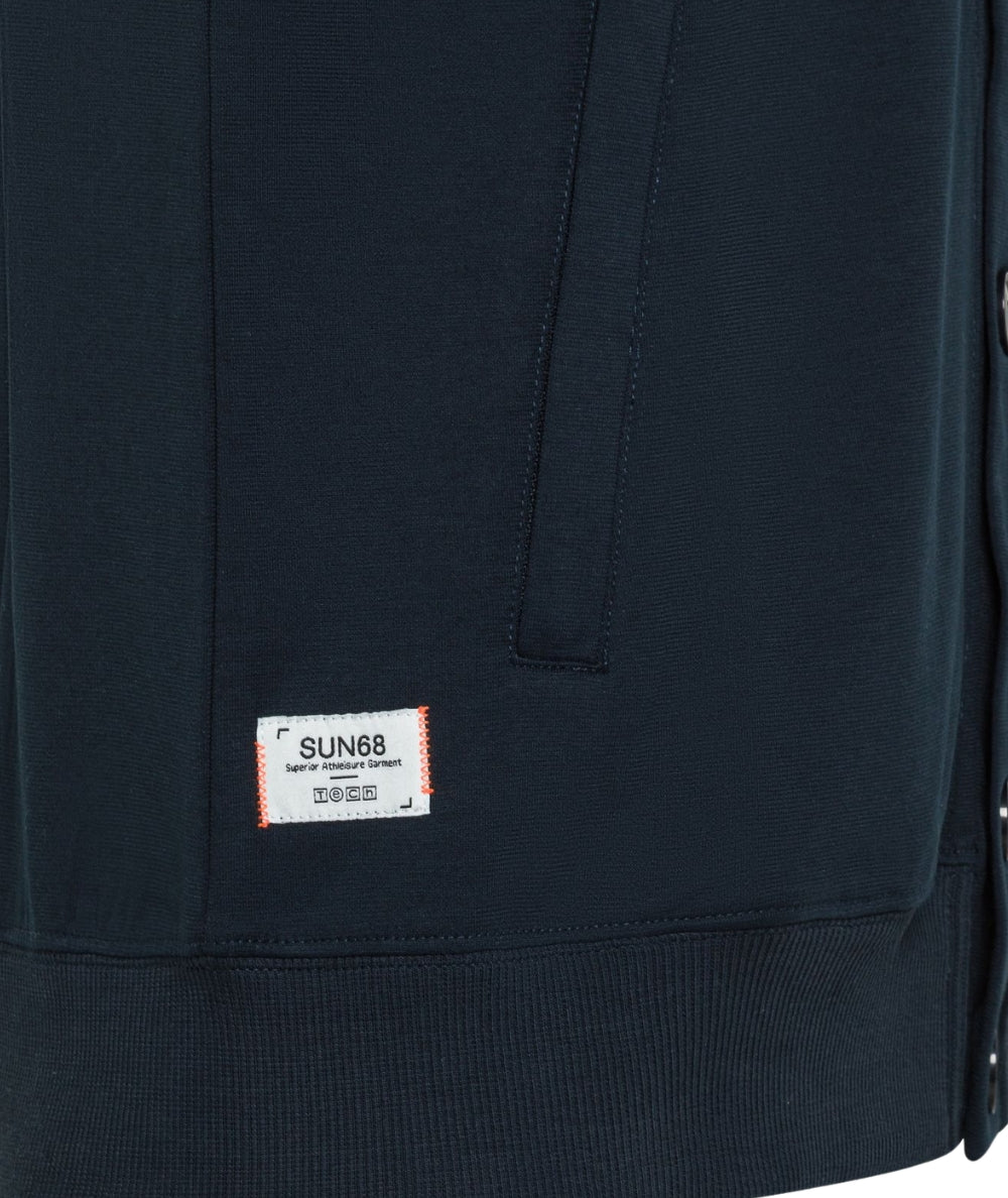 Sun68 Gilet Smanicato a Collo Alto in Felpa di Cotone F36134 Blu