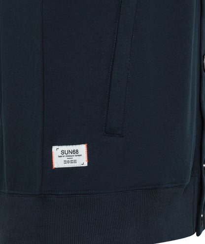 Sun68 Gilet Smanicato a Collo Alto in Felpa di Cotone F36134 Blu