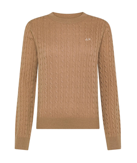 Sun68 Maglione Girocollo a Trecce K45247 Beige