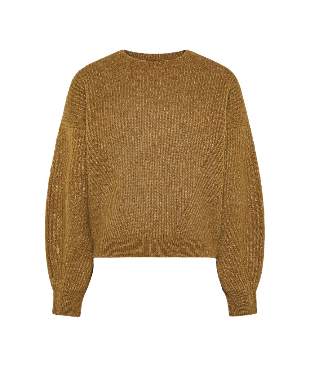Sun68 Maglione a Coste in Lurex K46271 Marrone Cacao