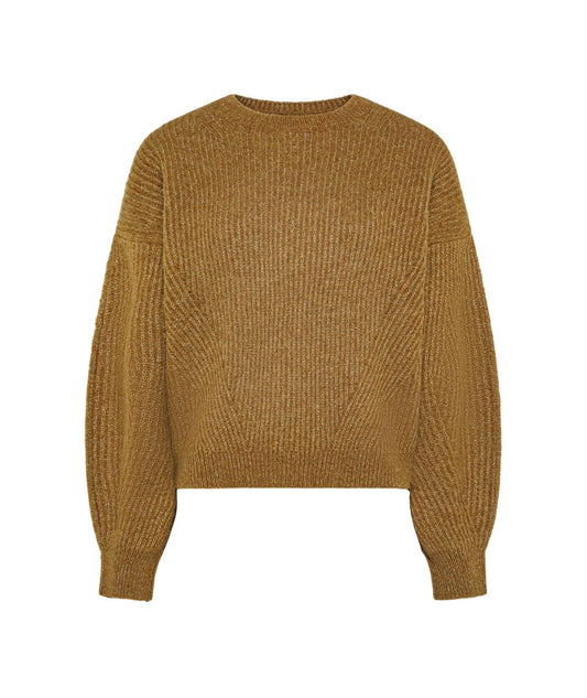 Sun68 Maglione a Coste in Lurex K46271 Marrone Cacao