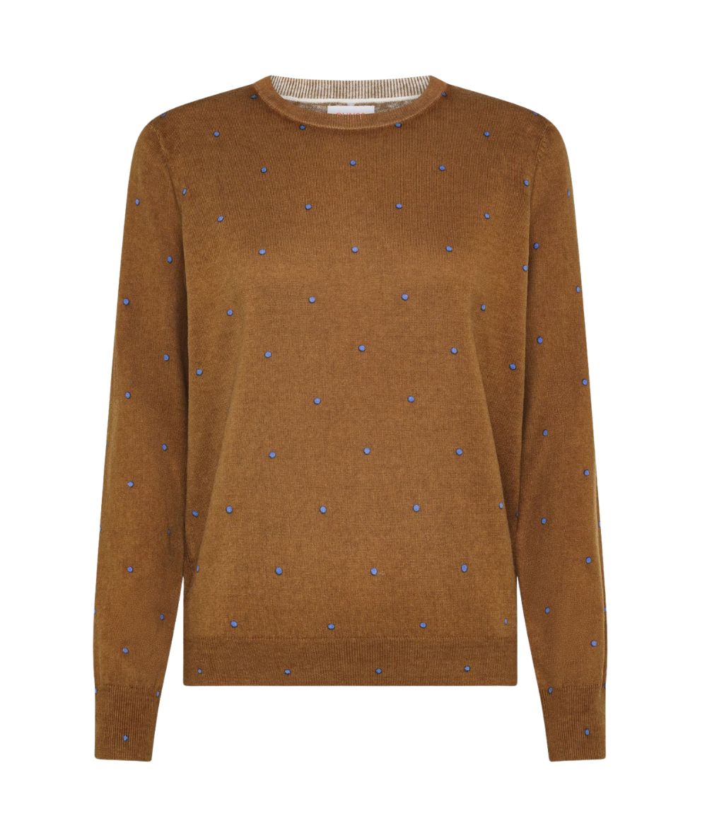 Sun68 Maglione a Pois in Misto Lana e Cotone K46251  Marrone Cacao