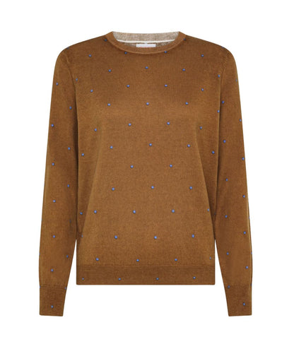 Sun68 Maglione a Pois in Misto Lana e Cotone K46251  Marrone Cacao