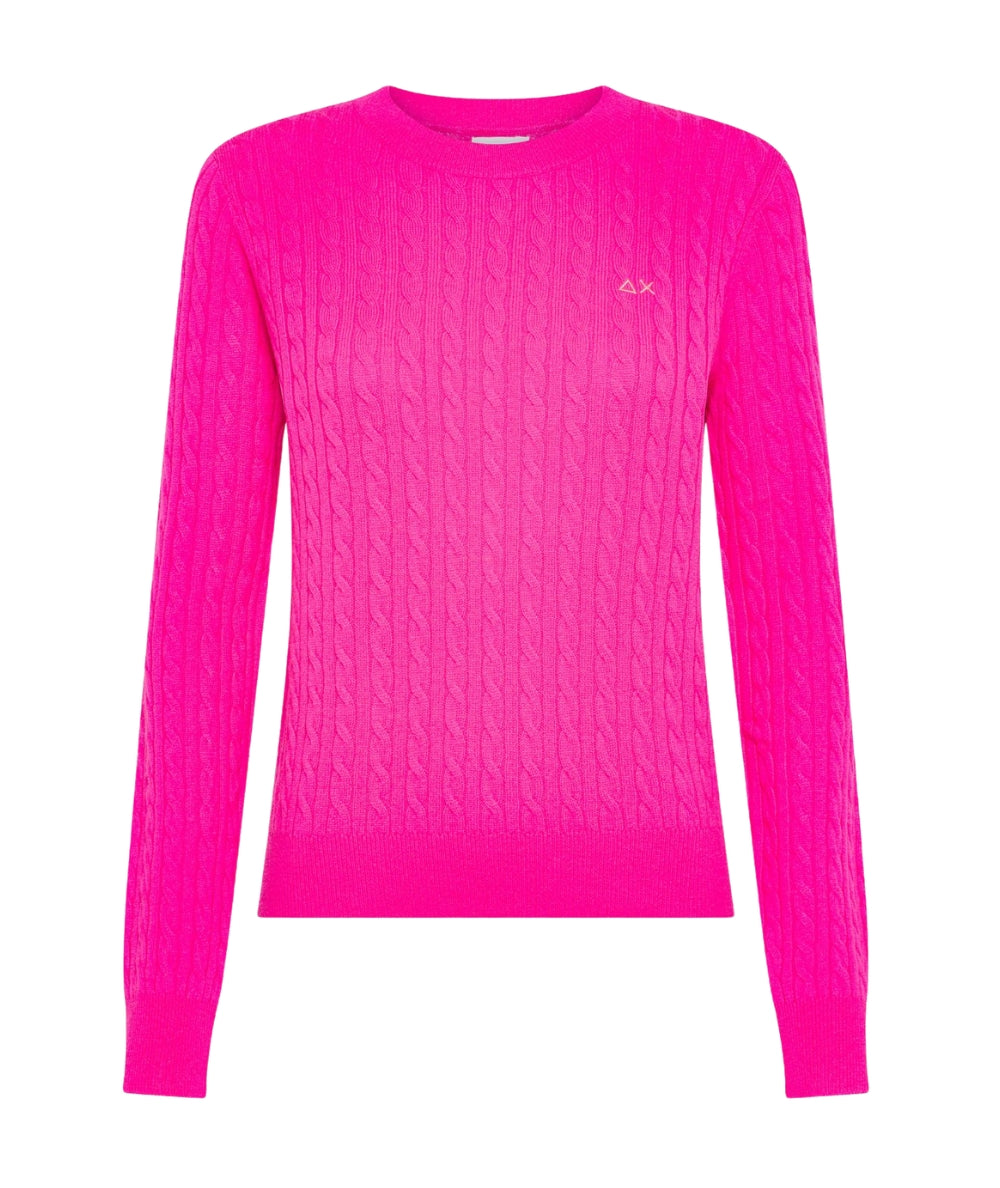 Sun68 Maglione a Trecce K45247 Fucsia Fluo