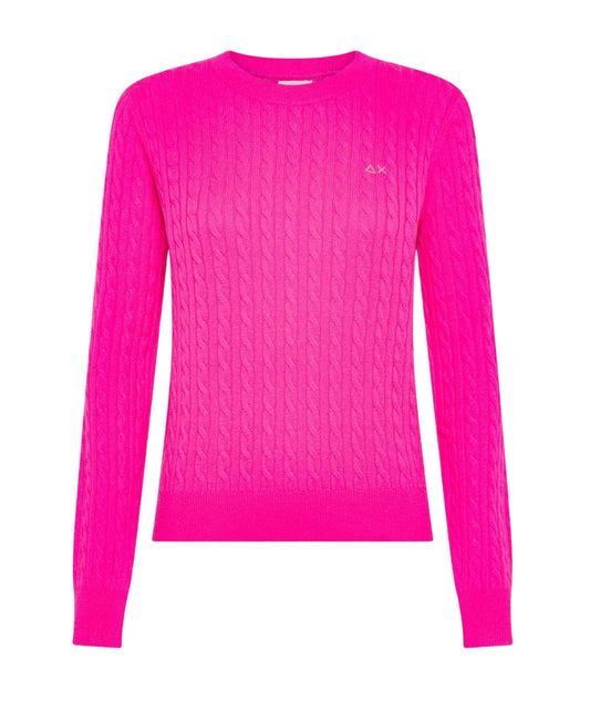 Sun68 Maglione a Trecce K45247 Fucsia Fluo