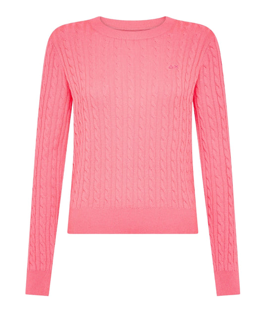 Sun68 Maglione a Trecce K45247 Rosa
