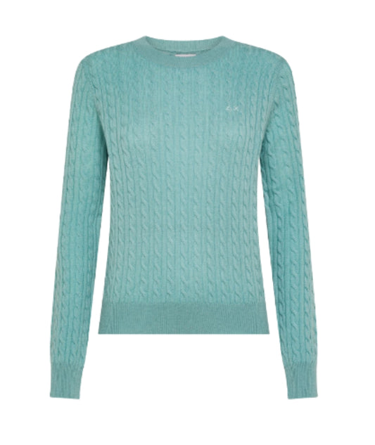Sun68 Maglione a Trecce K45247 Verde Cenere
