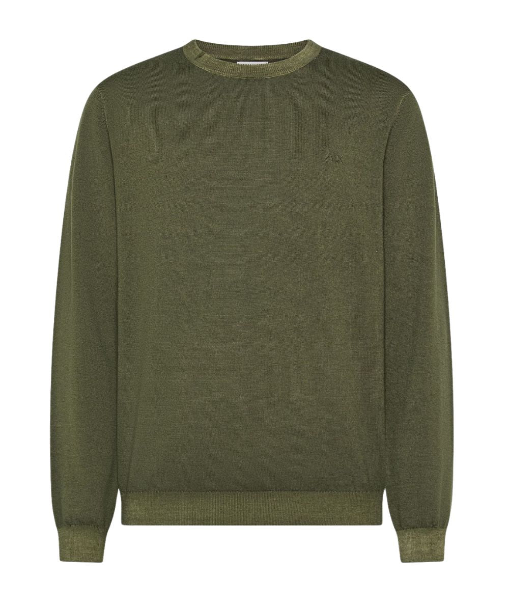 Sun68 Maglione in Lana Effetto Vintage K46129 Verde Militare