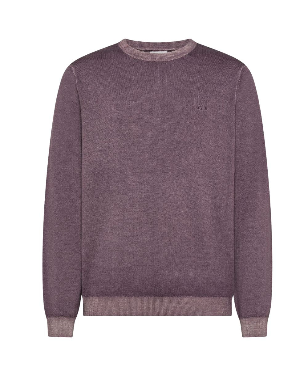 Sun68 Maglione in Lana Effetto Vintage K46129 Viola Melanzana