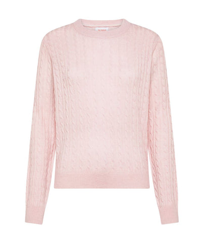 Sun68 Maglione in Lana e Cashmere a Trecce K46241 Rosa