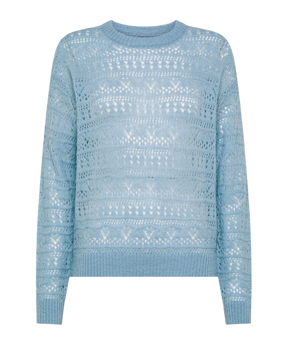 Sun68 Maglione in Maglia Traforata K45224 Azzurro