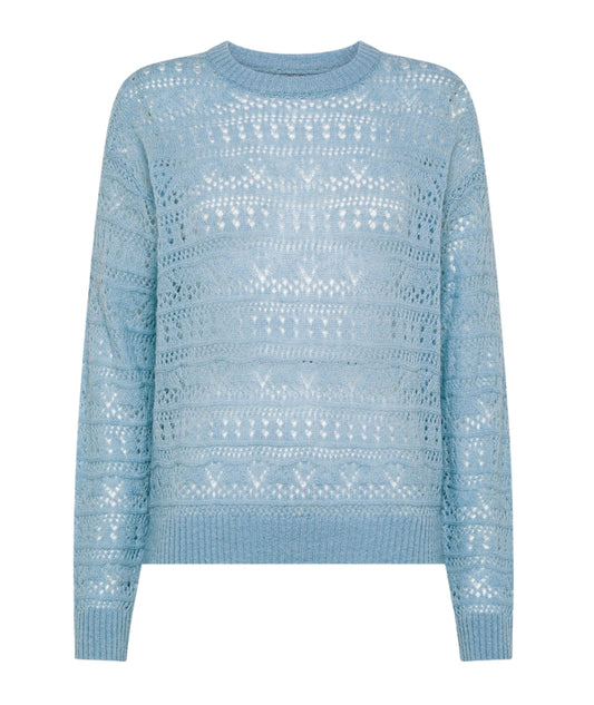 Sun68 Maglione in Maglia Traforata K45224 Azzurro