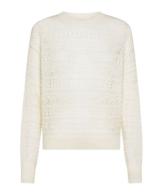 Sun68 Maglione in Maglia Traforata K45224 Bianco Panna