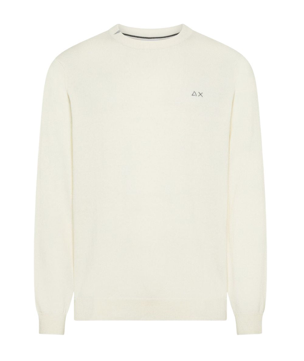 Sun68 Maglione in Misto Lana con Girocollo K46101 Bianco