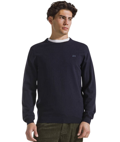 Sun68 Maglione in Misto Lana con Girocollo K46101 Blu Navy