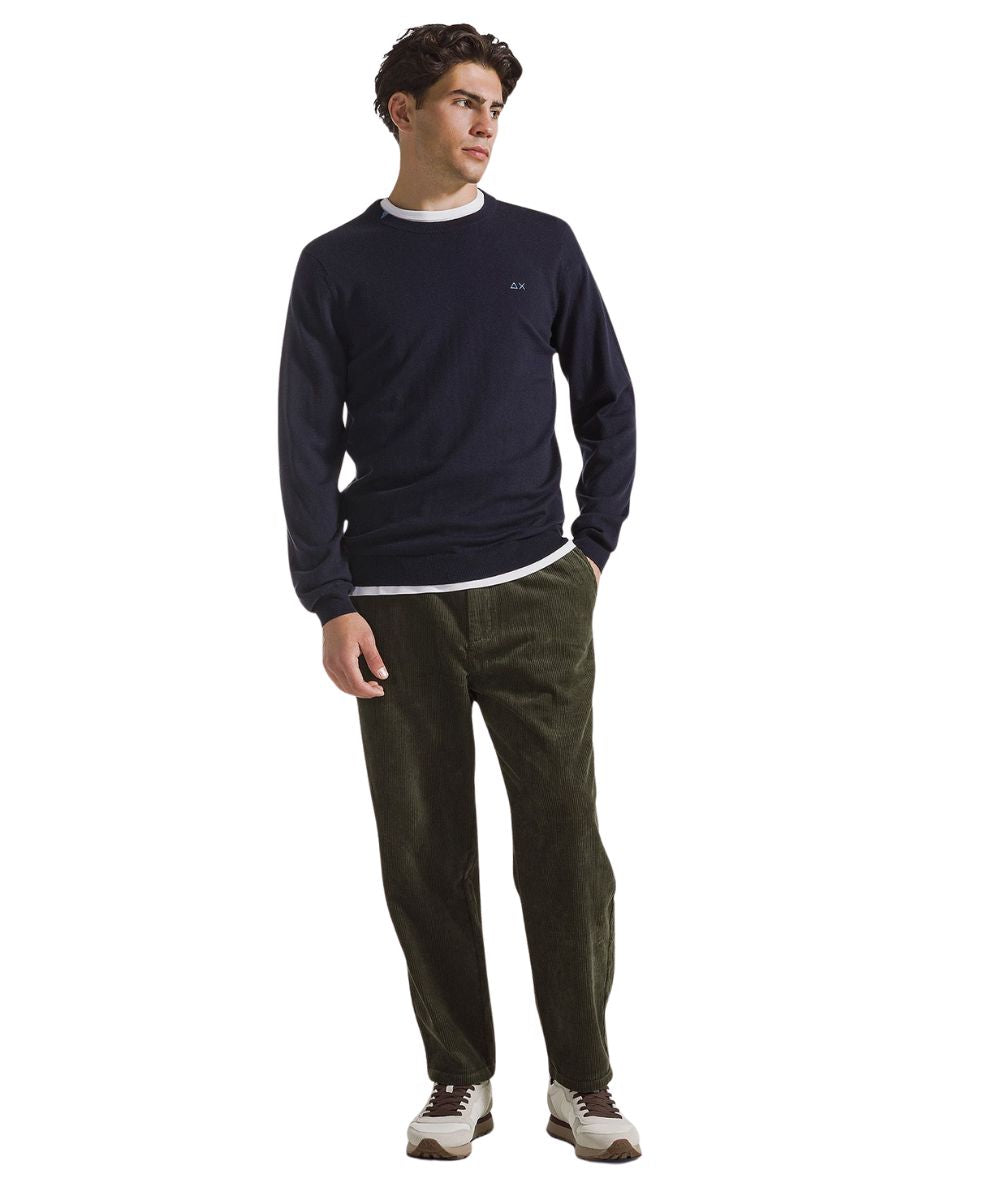 Sun68 Maglione in Misto Lana con Girocollo K46101 Blu Navy