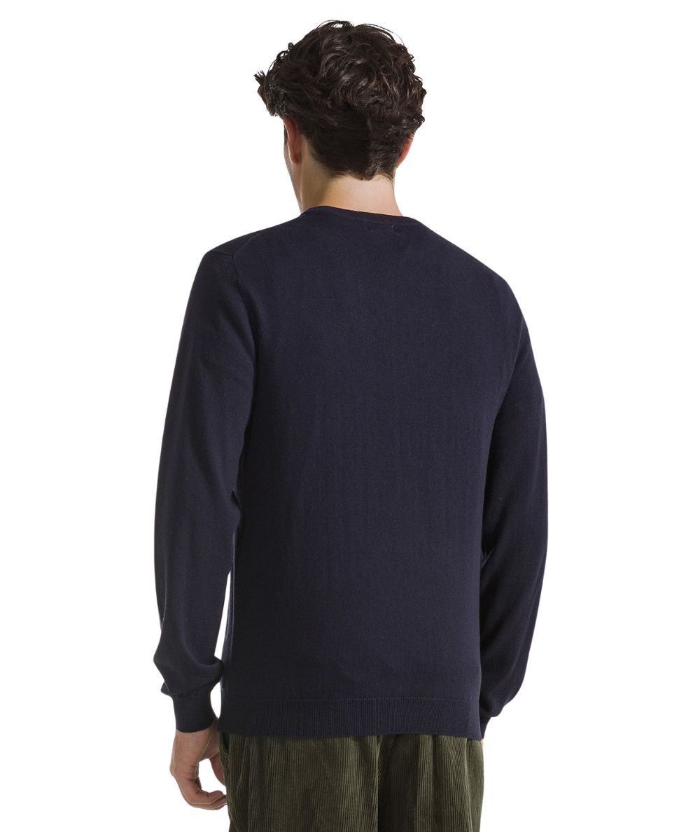 Sun68 Maglione in Misto Lana con Girocollo K46101 Blu Navy