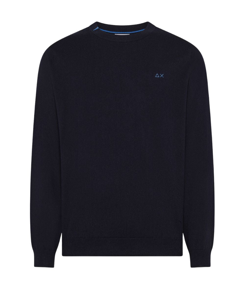 Sun68 Maglione in Misto Lana con Girocollo K46101 Blu Navy