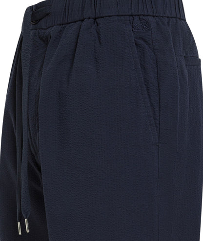 Sun68 Pantalone Con Elastico in Vita in Seersucker di Cotone P36110 Blu