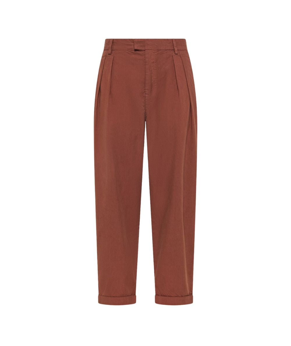 Sun68 Pantalone con Pinces in Misto Cotone P36206 Marrone Cacao