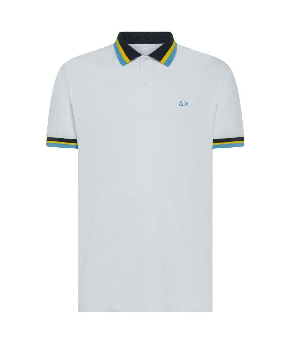 Sun68 Polo Dettaglio Multi Righe A35117 Bianco