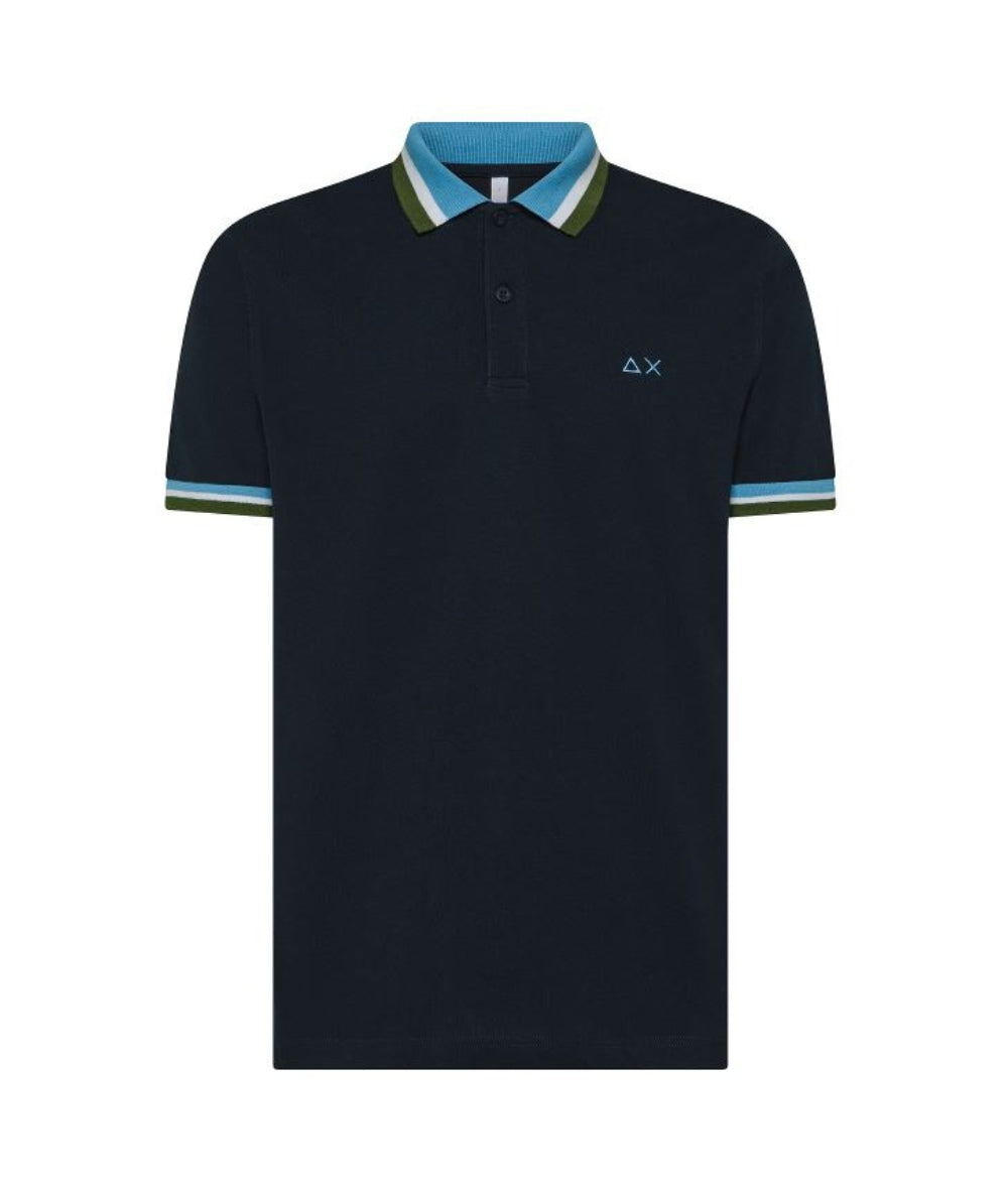 Sun68 Polo Dettaglio Multi Righe A35117 Blu Navy