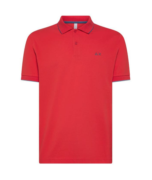 Sun68 Polo Profilo Sottile Contrasto A35110 Rosso