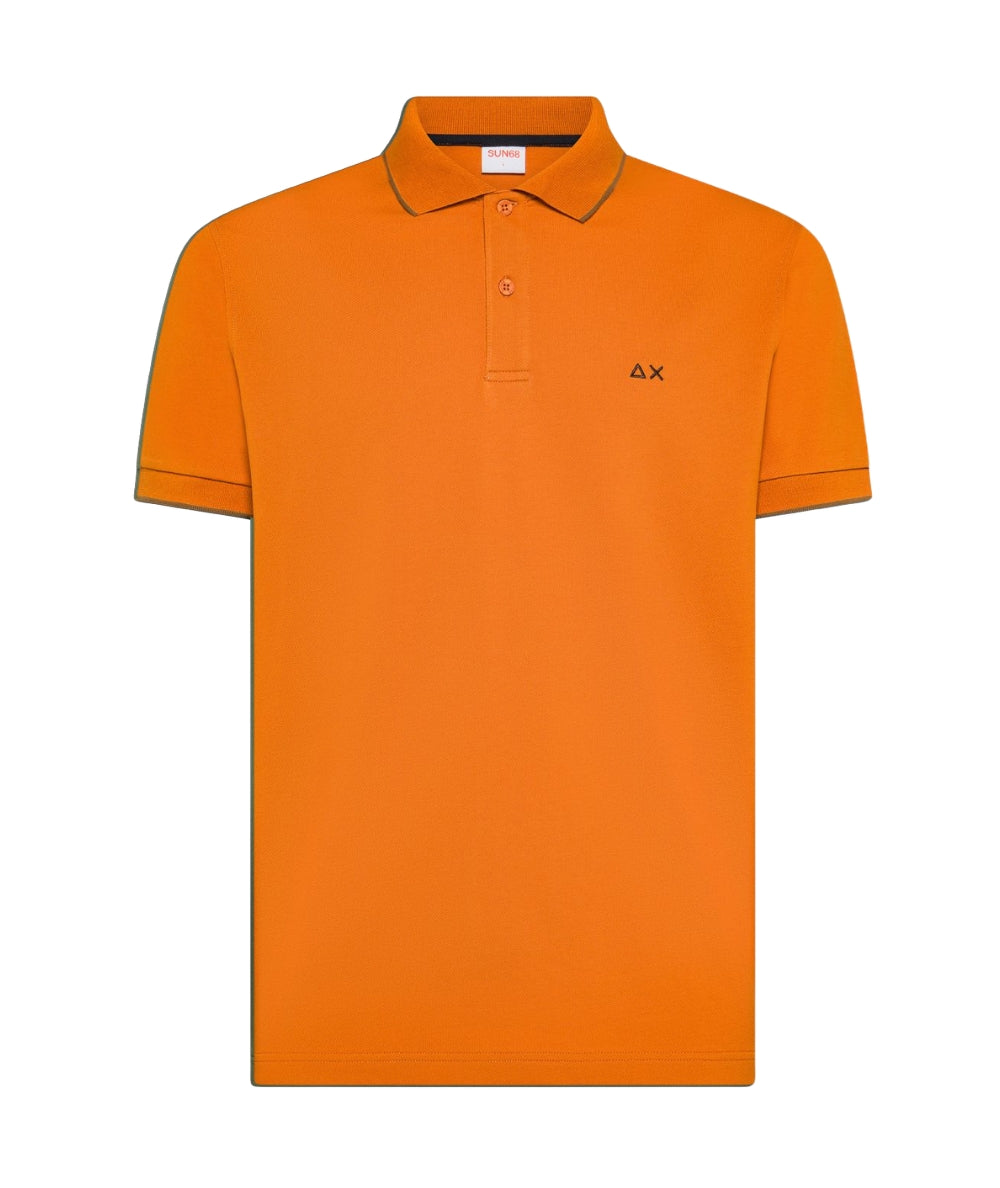 Sun68 Polo in Cotone Piquet con Profili Sottili A36111 Arancione