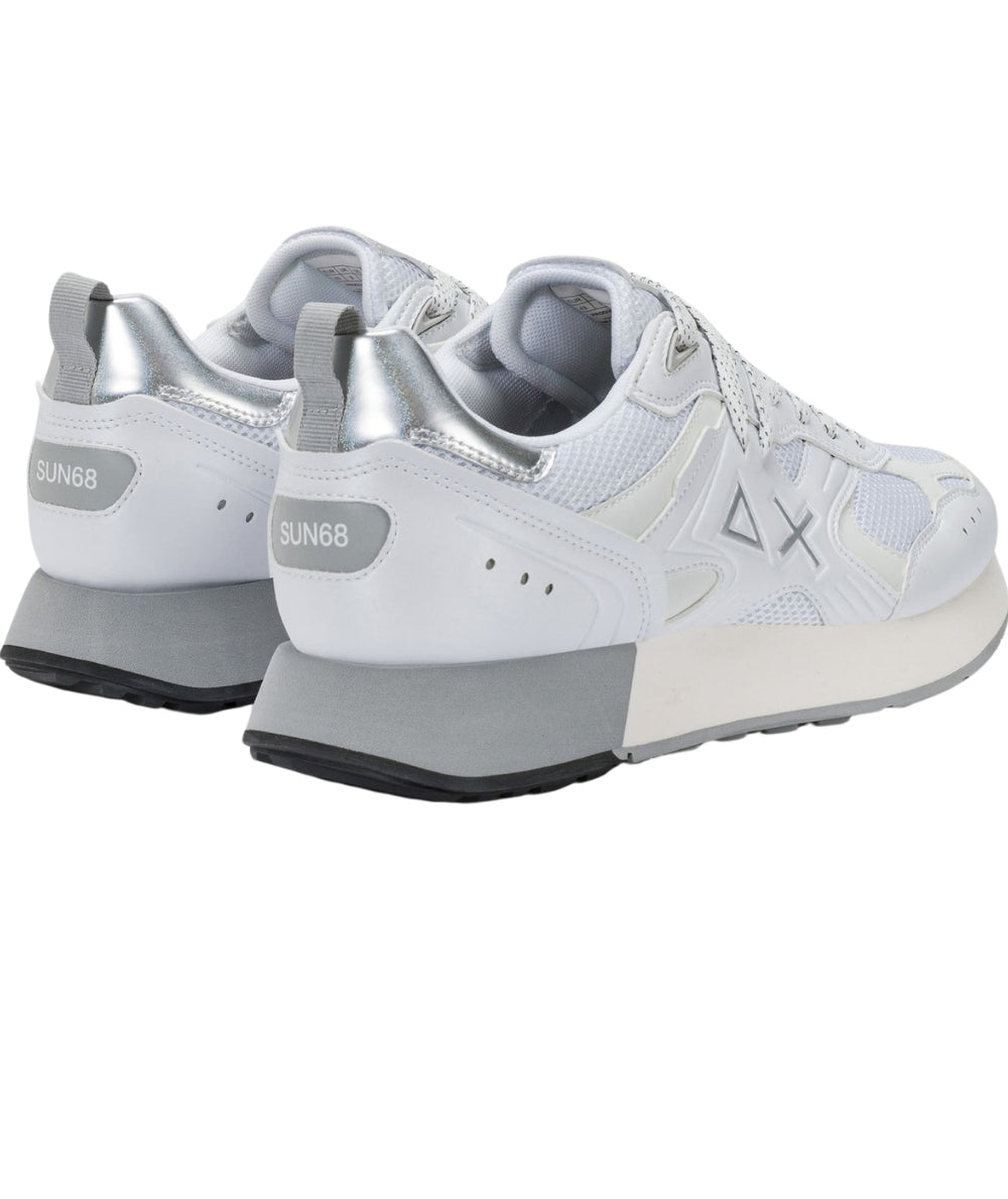 Sun68 Sneakers Jaki 2.0 Silver Mesh Modello Running Z36119 Bianco