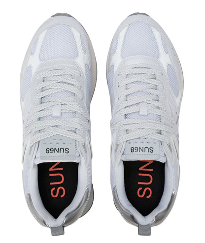 Sun68 Sneakers Jaki 2.0 Silver Mesh Modello Running Z36119 Bianco