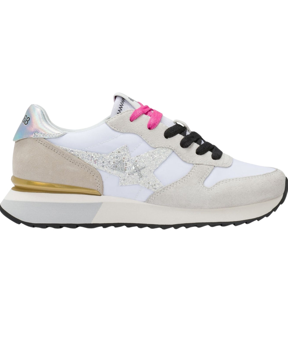 Sun68 Sneakers Stargirl Glitter Logo Stile Running Z36214 Bianco