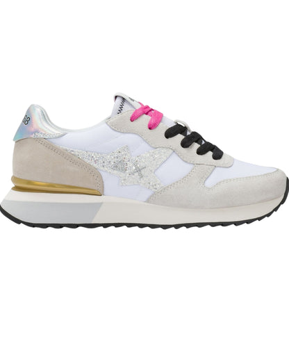 Sun68 Sneakers Stargirl Glitter Logo Stile Running Z36214 Bianco