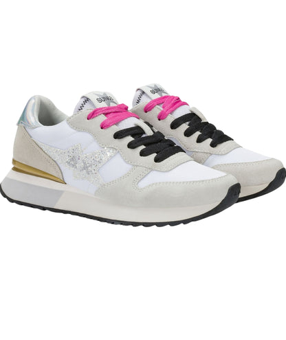 Sun68 Sneakers Stargirl Glitter Logo Stile Running Z36214 Bianco