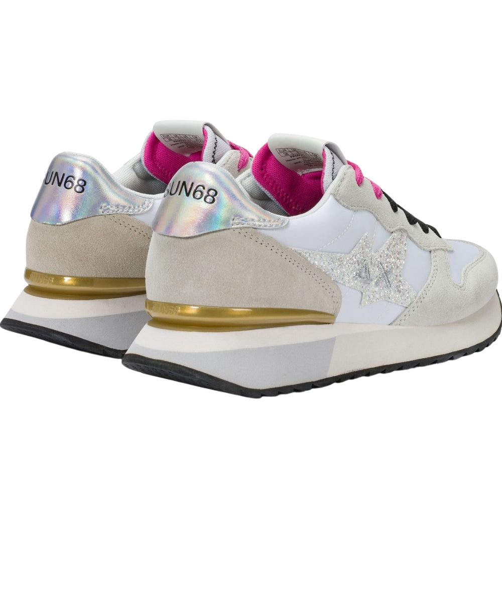 Sun68 Sneakers Stargirl Glitter Logo Stile Running Z36214 Bianco