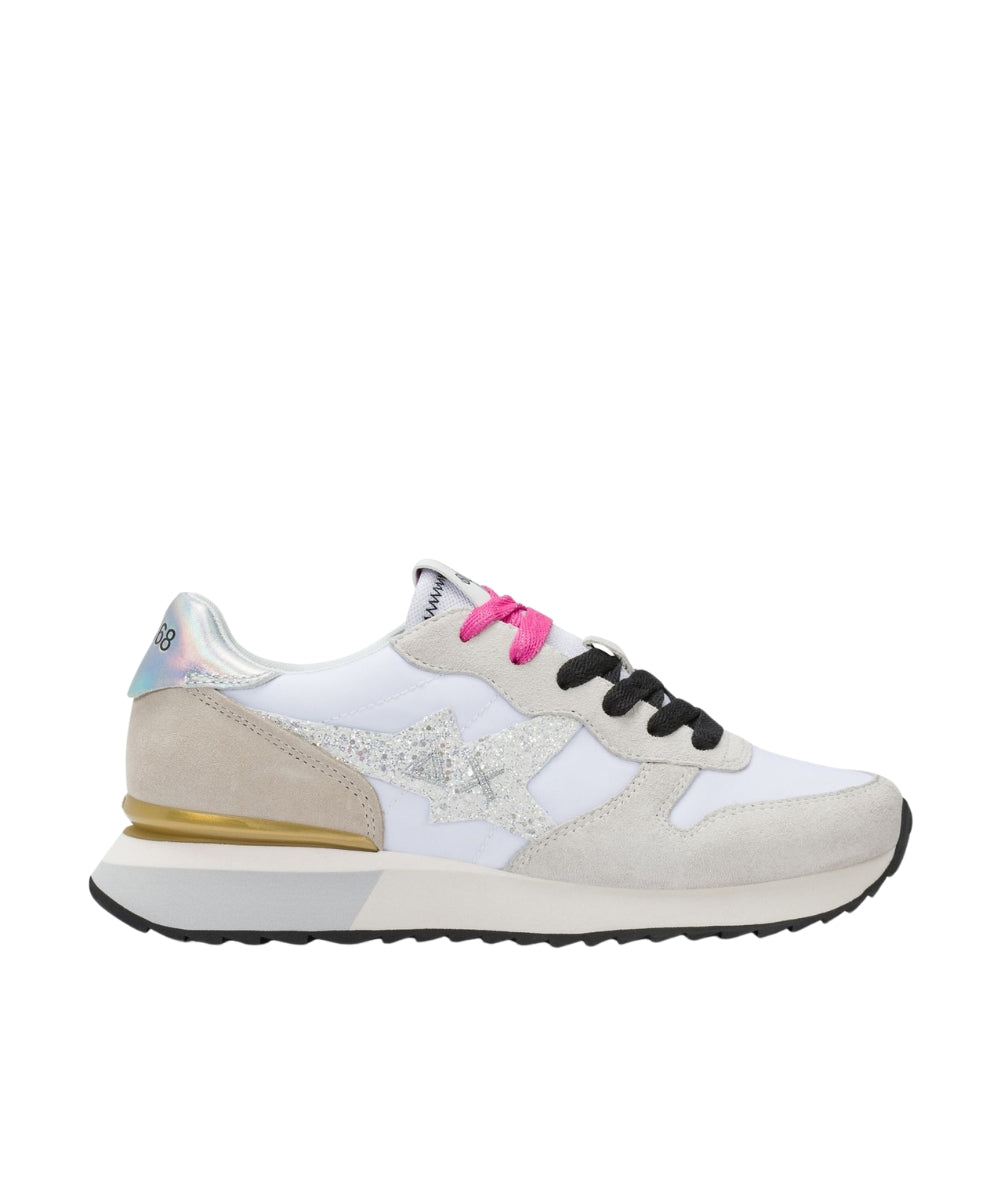 Sun68 Sneakers Stargirl Glitter Logo Stile Running Z36214 Bianco