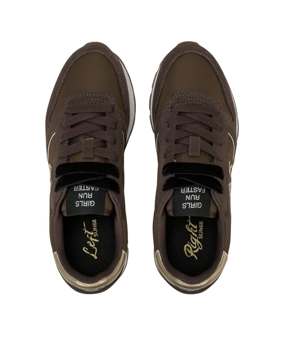 Sun68 Sneakers in Nylon e Suede Ally Gold Silver Z46202 Marrone