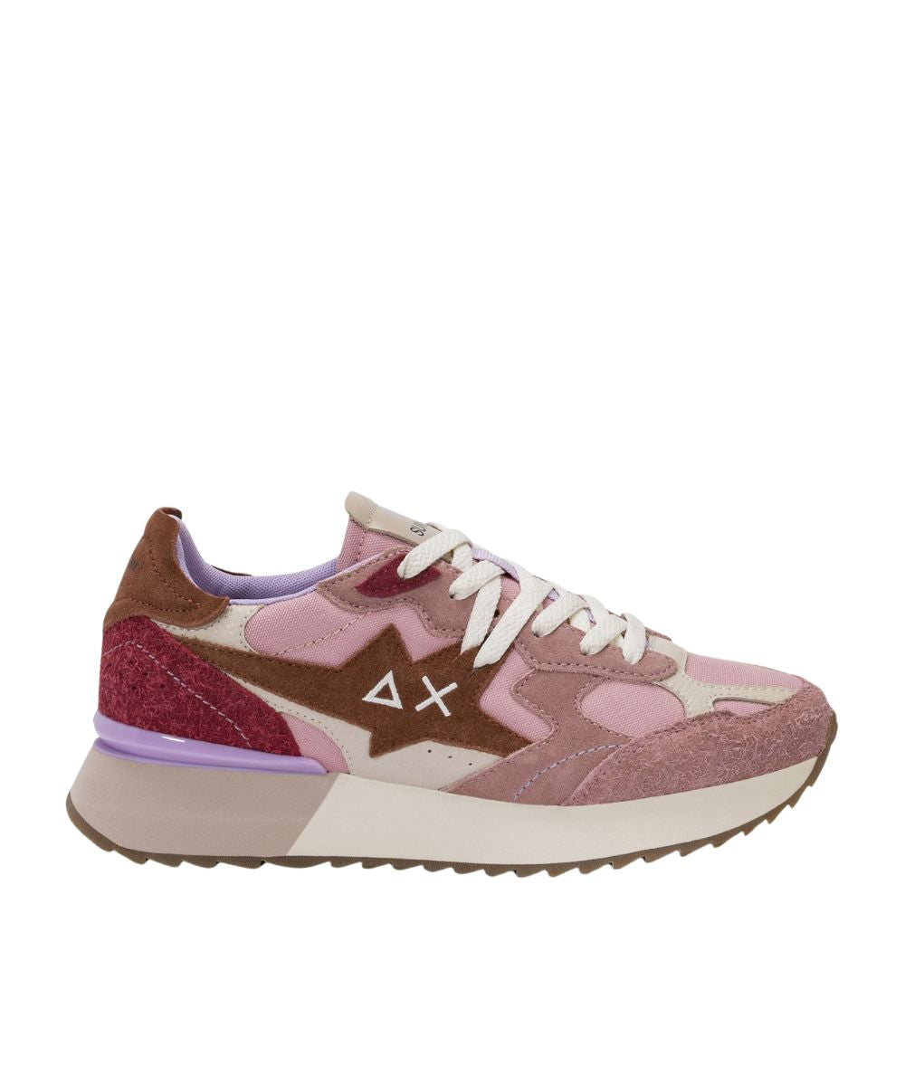 Sun68 Sneakers in Nylon e Suede Stragirl Multicolor Z46222 Rosa Malva