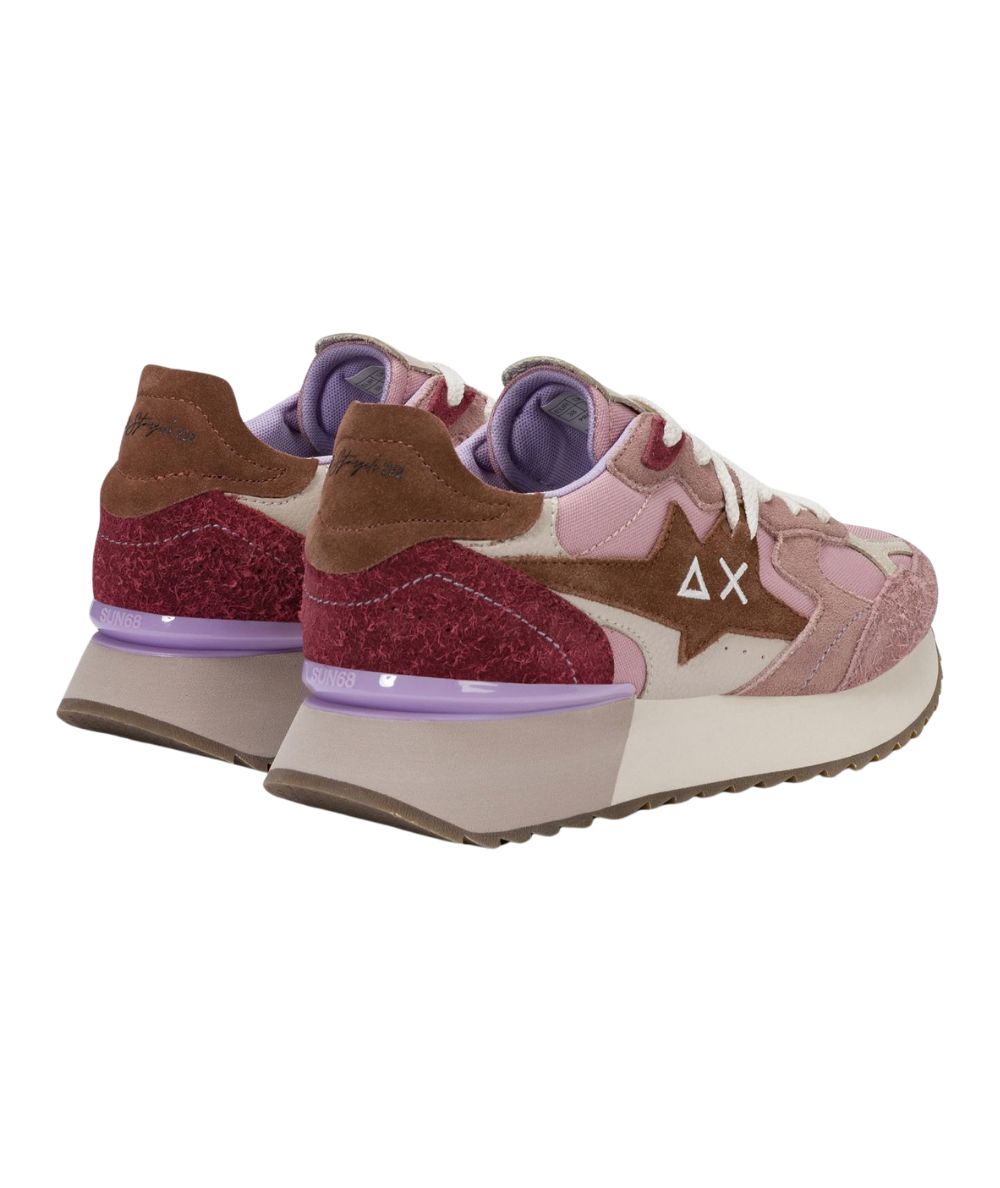 Sun68 Sneakers in Nylon e Suede Stragirl Multicolor Z46222 Rosa Malva