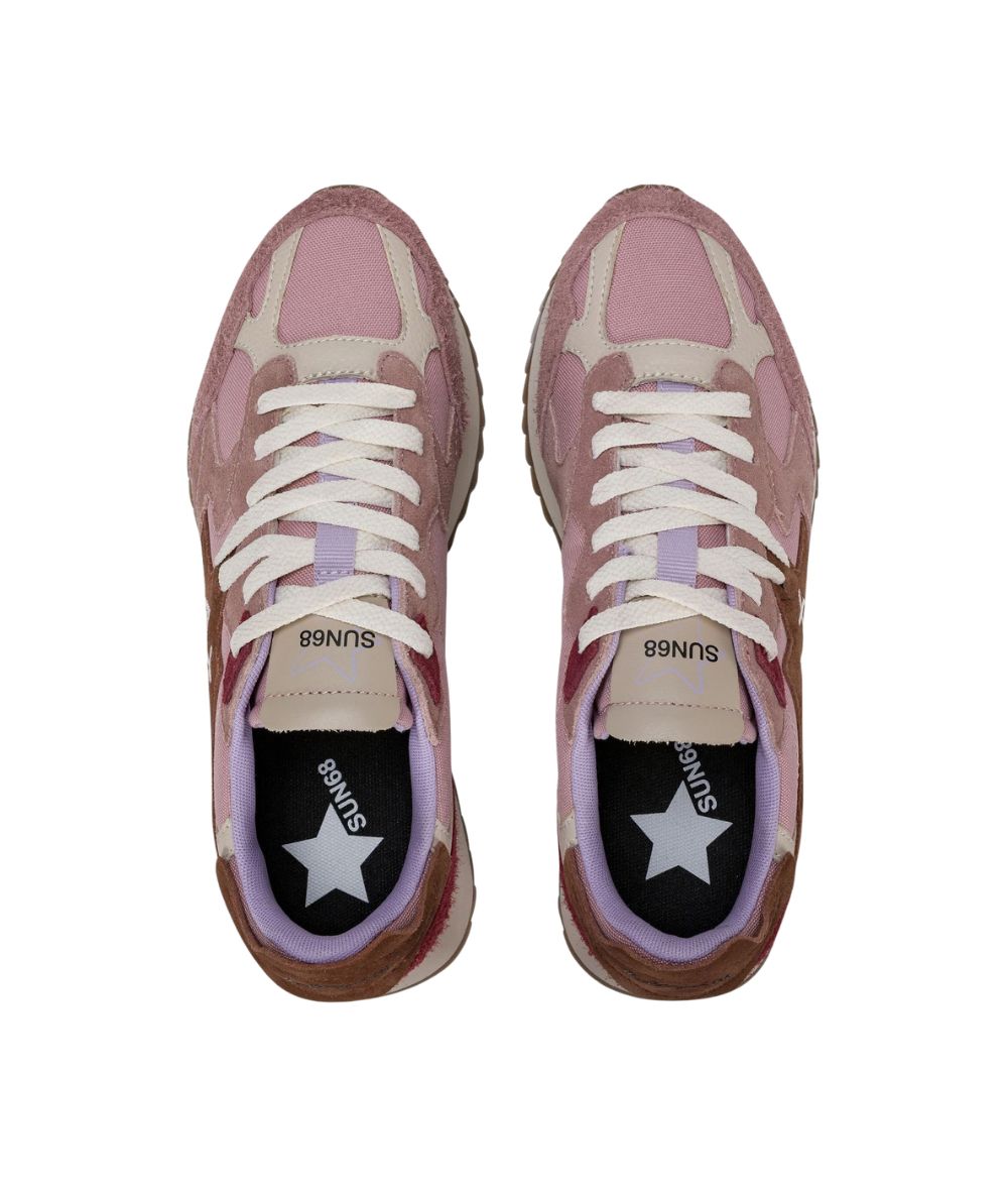 Sun68 Sneakers in Nylon e Suede Stragirl Multicolor Z46222 Rosa Malva