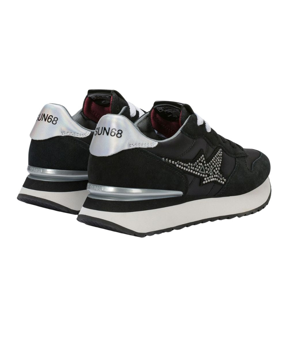 Sun68 Sneakers in Suede e Nylon Stargirl Strass Logo Z46223 Nero