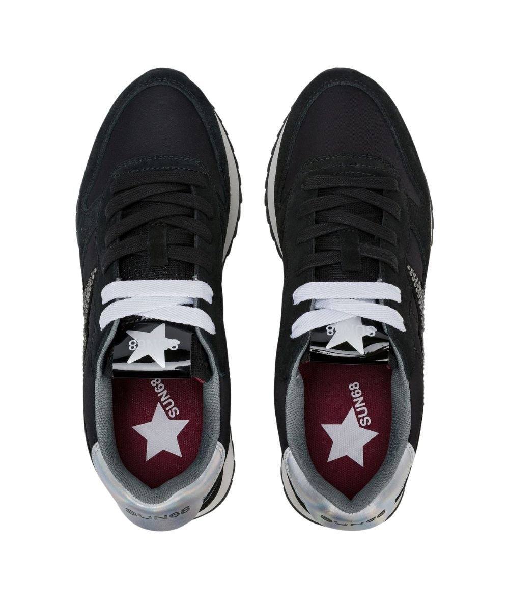 Sun68 Sneakers in Suede e Nylon Stargirl Strass Logo Z46223 Nero