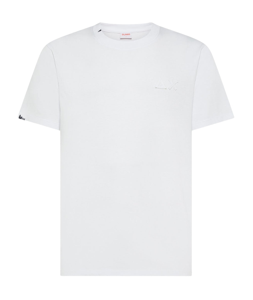 Sun68 T-shirt Con Girocollo in Cotone Vintage Washed T36113 Bianco
