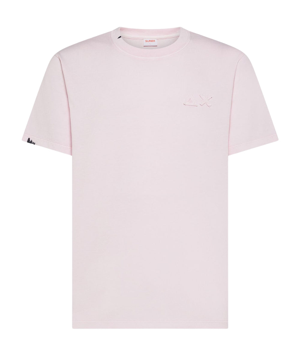 Sun68 T-shirt Con Girocollo in Cotone Vintage Washed T36113 Rosa
