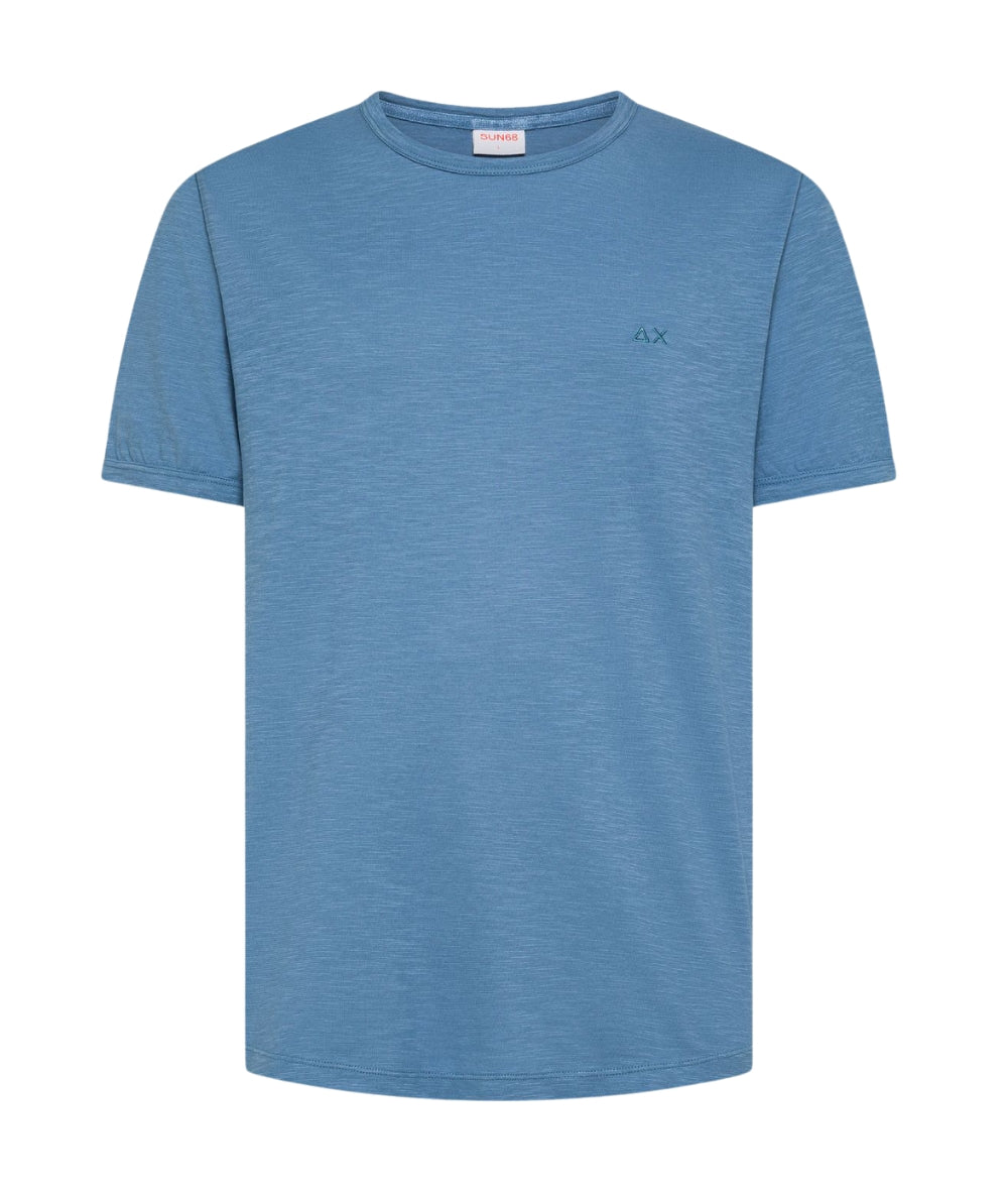 Sun68 T-shirt Con Girocollo in Jersey di Cotone T36115 Azzurro