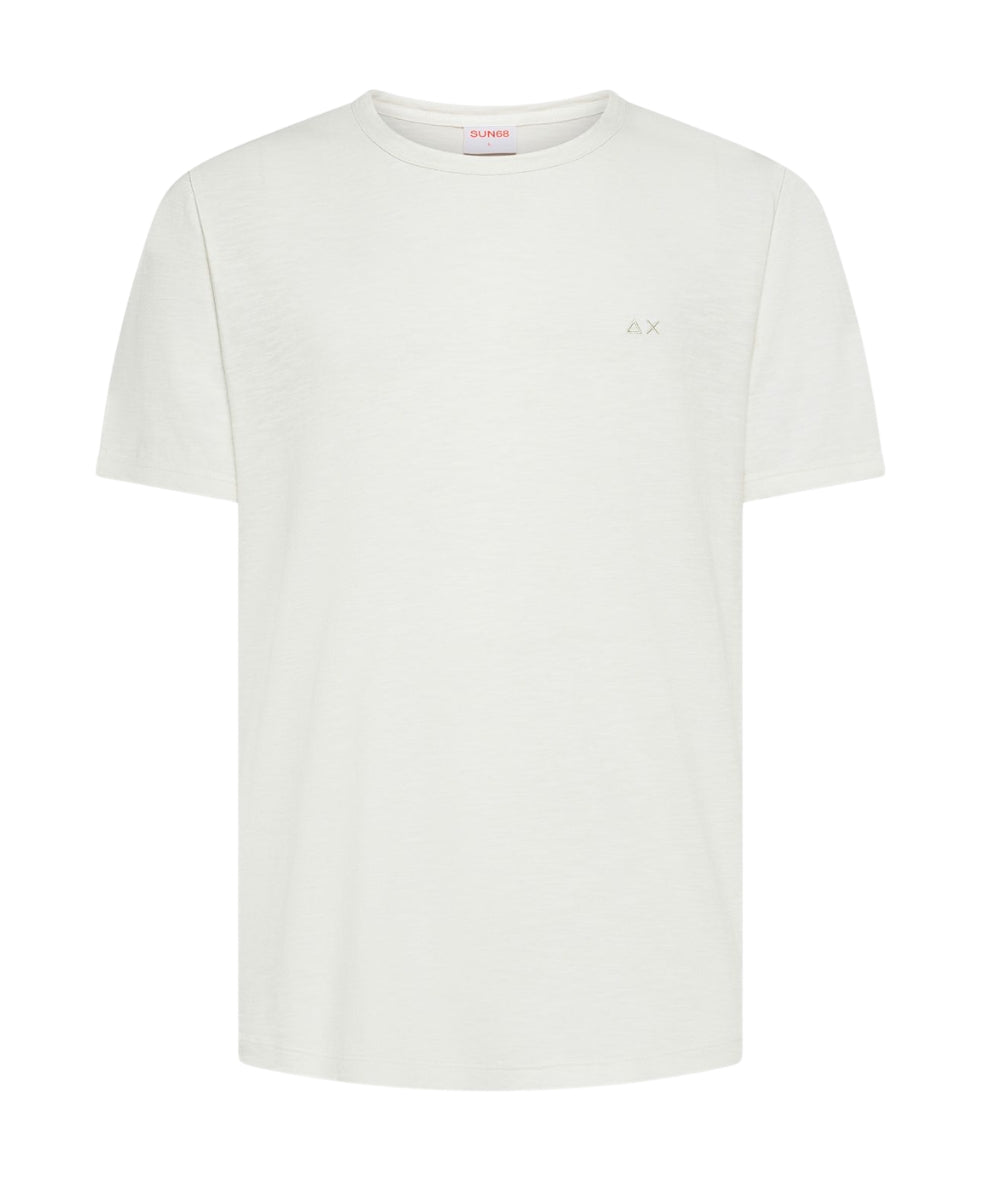 Sun68 T-shirt Con Girocollo in Jersey di Cotone T36115 Bianco